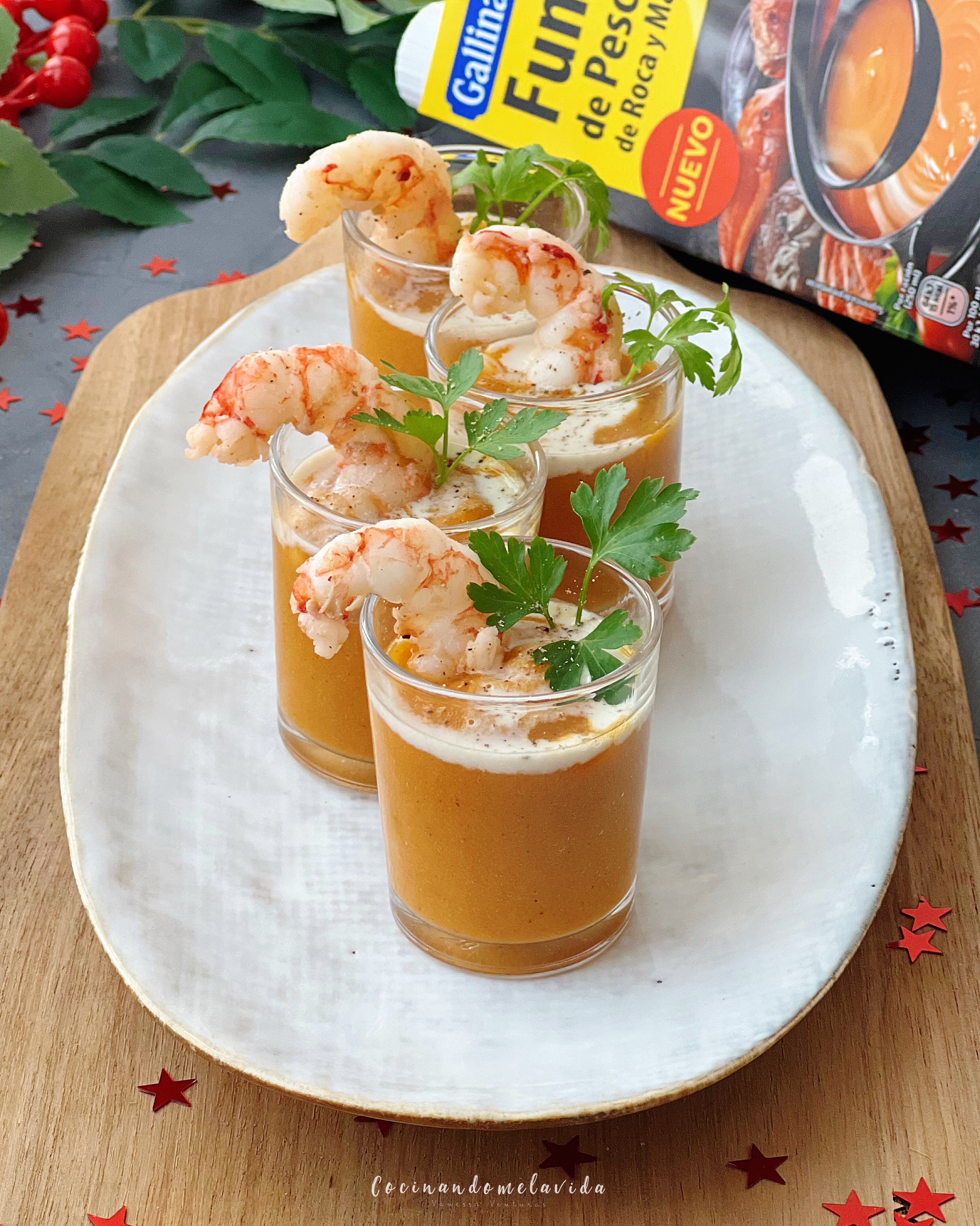 CHUPITOS DE CREMA DE MARISCOS 